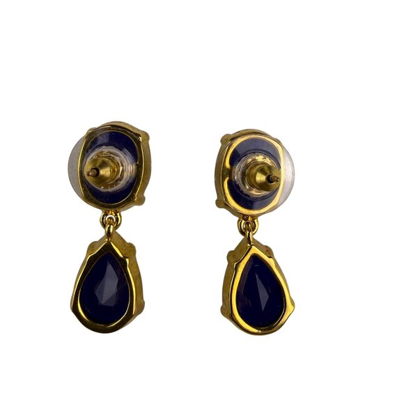 Kate Spade Gold Tone Blue Drop Earrings Stylish Lightweight Fashion Jewelry - Picture 1 of 5